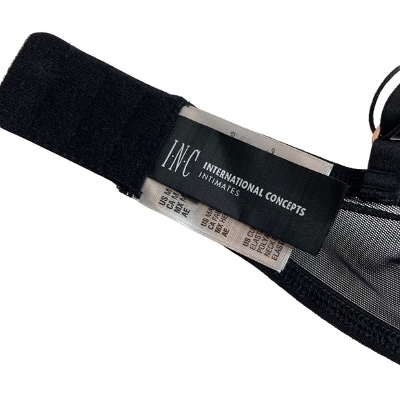 INC Intimates Underwire Lace Bra & Lace Trim Mesh Brief Underwear Black Medium - Picture 6 of 13